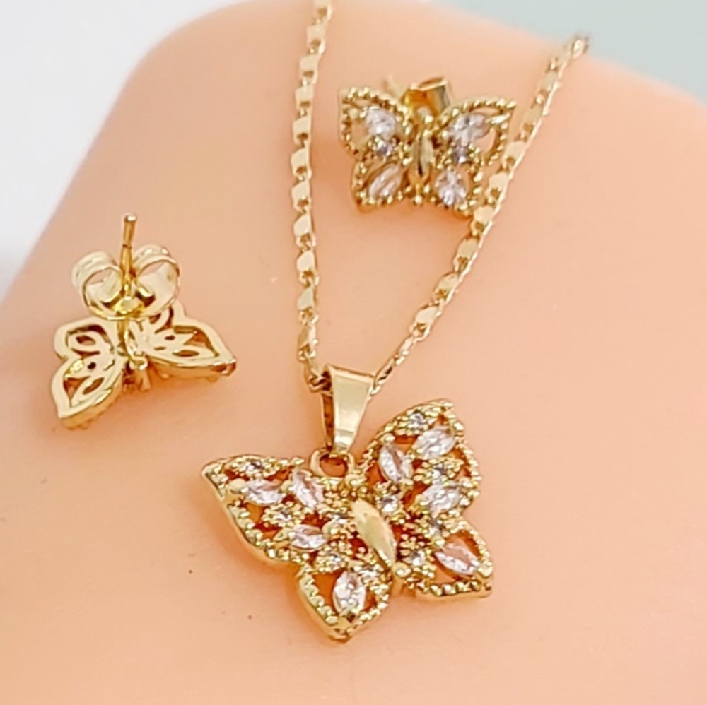 Butterfly necklace & Earring New
